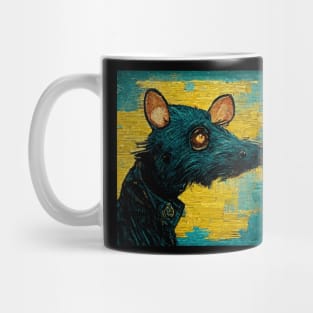 funny rat portrait van gogh style Mug